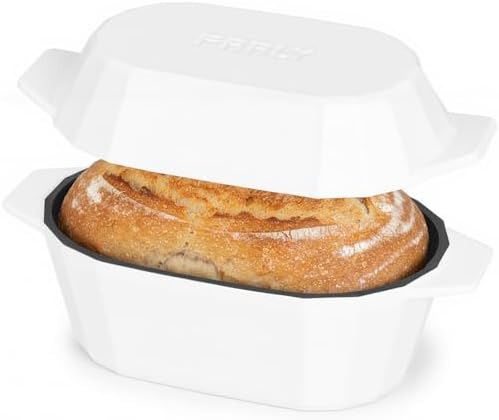 Enameled Cast Iron Dutch Oven for Bread Baking – 3QT Oval Round Heavy Duty Bread Pan with Lid, Non-Stick Ceramic Coating,Loaf Cast Iron Bread Oven for Sourdough, Baking, Roasting, Braising, Stovetop & Oven Safe by FRRLY