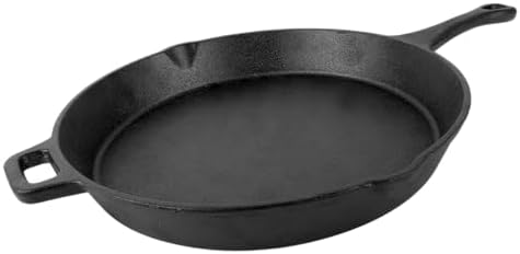 Coghlan's Cast Iron Skillet – 12-Inch Pre-Seasoned Frying Pan with Dual Pour Spouts & Helper Handle for Campfire Cooking, Stove, Grill, or Oven – Durable Outdoor Cookware by Coghlans