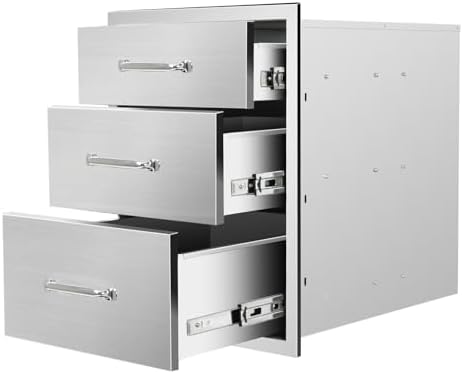 Outdoor Kitchen Drawers 18''Wx 23''H x 23''D Triple BBQ Drawers Stainless Steel Built-in Drawer for Outdoor Kitchen Island, Patio Grill Station by SGOLAN