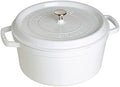 Staub Cast Iron 7-qt Round Cocotte - White by Unknown