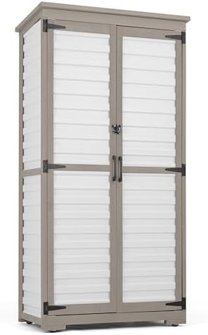 Gowoodhut Outdoor Storage Cabinet with 3 Adjustable Shelves, Lockable Doors by Gowoodhut