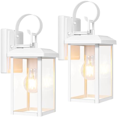 BesLowe 2-Pack Outdoor Wall Light Fixtures, Modern Porch Sconces, White by BringYourBrightFuture