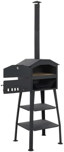 Outdoor Pizza Oven Charcoal Fired with 2 Fireclay Stones, Portable Backyard Pizza Maker with Built-in Thermometer, Steel Construction, Black - Image 5