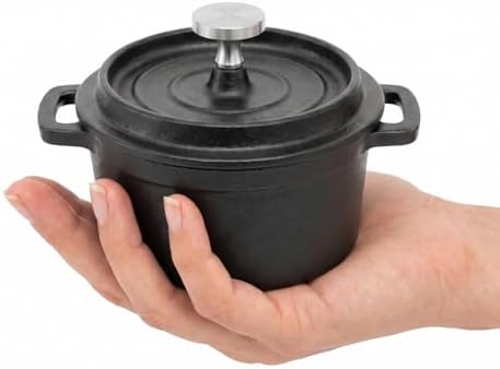 Flavehc Mini Cocotte 8 oz Pre-Seasoned Mini Dutch Oven 0.25 qt. Cast Iron Garlic Roaster for Oven Garlic Confit Pot Ramekins with Lids Oven Safe Set of 2 - Image 2