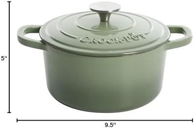 Crock Pot Artisan 5 Quart Enameled Cast Iron Round Dutch Oven, Red - Image 3