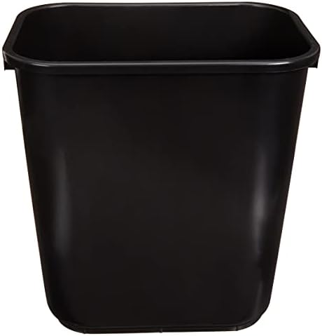 Amazon Basics Rectangular Plastic Office Wastebasket,14.4"L x 10.3"W x 15"H, 7 Gallon, Easy to Clean, Black, Pack of 2 by AmazonBasics