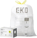 EKO 12.9 Gallon / 45-49 Liter, 60 Count Drawstring Trash Bags, Extra-Strong Unscented Garbage Bags, Easy-Dispense Roll for Kitchen & Household Use, Resists Tears, Leaks and Punctures, Code J, White by Unknown