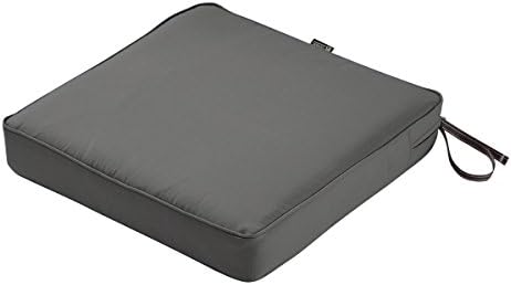 Classic Accessories Montlake Water-Resistant 21 x 21 x 3 Inch Square Outdoor Seat Cushion, Patio Furniture Chair Cushion, Light Charcoal Grey, Outdoor Cushion Cover by ClassicAccessories