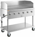 Commercial Stainless Steel Outdoor Liquid Propane Grill with Wind Guard, 48" Cooking Surface, 6 Burners, 96,000 BTU, for Restaurant Patio, Resort, Catering, Outdoor Kitchen, Hotel by Krollen+Industrial