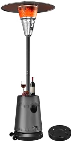 50,000 BTU Patio Heater for Outdoor Use, Portable Propane Patio Heater with Wheels, Stainless Steel Burner for Porch, Deck, Garden, Commercial (Black) by MarsExplo