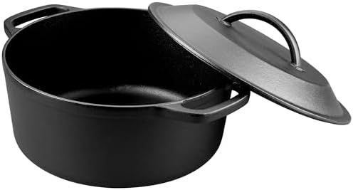 VORRINGARD Pre-Seasoned Cast Iron Dutch Oven with Lid, Round and Dual Handles, for Stovetop, Camping, Grill, Induction, Electric, Black, 3 qt - Image 5