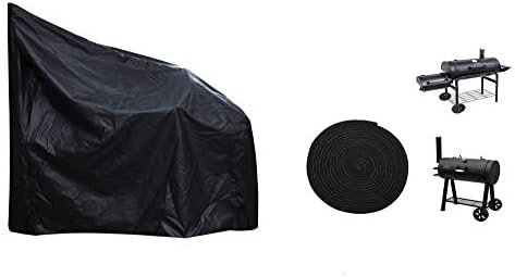Heavy Duty Grill Cover for Charcoal Offset Smoker Cover, Fade and UV Resistant, Fits Char-Broil, Dyna-Glo, Royal Gourmet, Char-Griller and More Black - Image 2