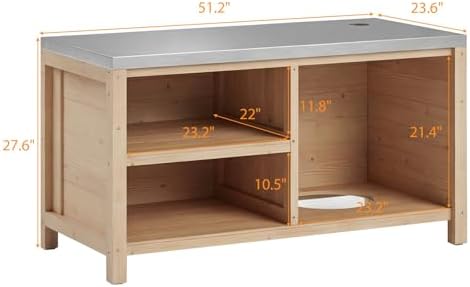 MOUMON Patio Kitchen Cabinet with Tank Storage & Stainless Steel Countertop - Image 2