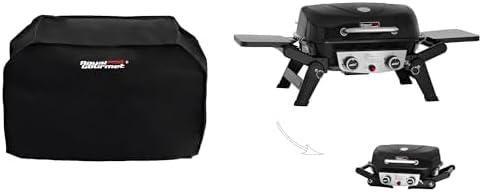 Royal Gourmet GT2005 2 Burner Portable Propane Gas Grill with 24 Inch Tabletop Cover Bundle - Foldable Tables & Legs, 270 sq. in. Cooking Area, Black by Unknown