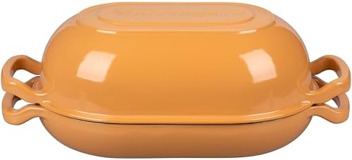 VORRINGARD Enameled Cast Iron Sourdough Bread Oven, Dutch Oven, Loaf Cast Iron Bread Pan for Homemade Bread Baking, Meatloaf Pan with Lid, 5QT, Yellow - Image 7