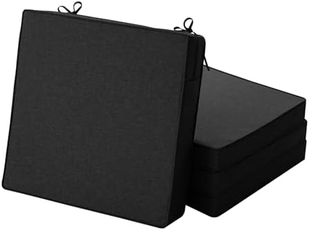 Outdoor Chair Cushions, Set of 4, 20 x 20 Inch, Black by Unknown