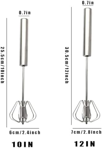 Stainless Steel Egg Whisk, Digead Hand Push Rotary Whisk Blender, whisks for cooking, Hand Push Mixer Stirrer for Blending, Whisking, Beating & Stirring (10+12in) - Image 3