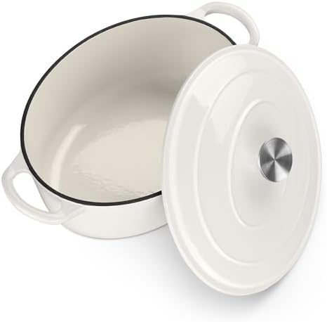 TeamFar Oval Dutch Oven, 5qt Enameled Cast Iron Dutch Oven Pot with Lid by TeamFar