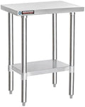 DuraSteel 24x18 Stainless Steel Work Table - NSF Commercial Prep Metal Table - Outdoor Pizza Oven Stand w/Under Shelf - Kitchen Island Laundry Utility Garage Microwave Stand Large Rolling Storage Cart by DuraSteel