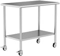Stainless Steel Work Table with Wheels, 24x48 Inch NSF Kitchen Prep Table with Adjustable Undershelf for Commercial Restaurant, Garage, Outdoor BBQ by Chingoo