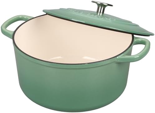 EDGING CASTING Enameled Cast Iron Dutch Oven with Sourdough Bread Baking Kit, Bread Dutch Oven with Lid, Includes Proofing Basket & Baking Tools, 5qt, Sage Green - Image 6