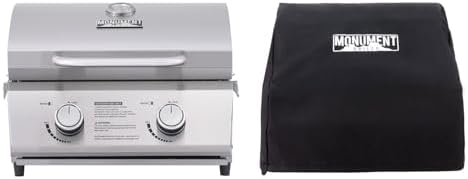 Monument Grills Tabletop Propane Gas Grill for Outdoor Portable Camping Cooking with BBQ Cover(2 items) by MonumentGrills
