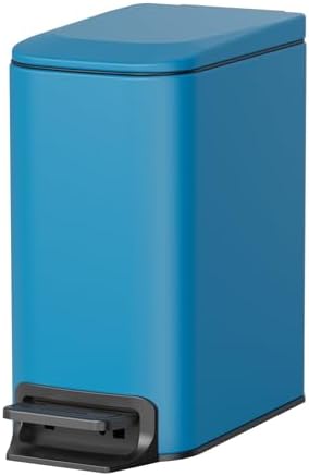 Cesun Small Bathroom Trash Can with Lid, 1.6 Gal, Soft Close, Blue by Cesun