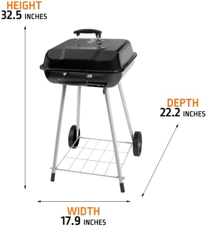17.5 Inch Portable Charcoal Grill with Removable Ash Catcher, Durable Wheels, and Side Dampers for Effortless Cleanup - Image 2