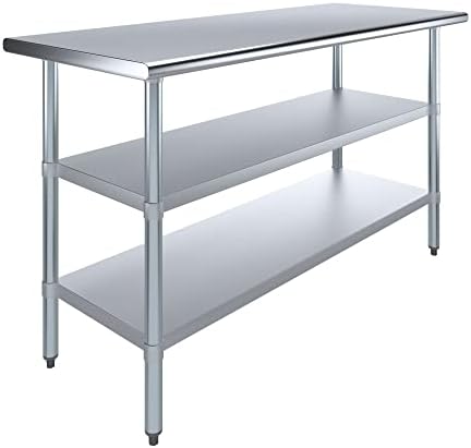 60" x 30" Stainless Steel Work Table with 2 Adjustable Undershelves NSF by ExpressKitchQuip