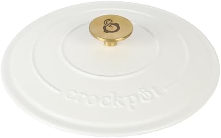 Crock-Pot Artisan 7-Quart Round Dutch Oven – Matte Linen White with Gold Knob, Enameled Cast Iron Cookware - Image 5