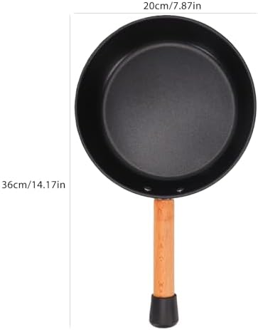 POCREATION Camping Frying Pan, 7.87 in Stainless Steel, Wooden Handle - Image 2