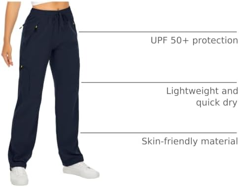 Toomett Women‘s Hiking Cargo Pants UPF 50 Quick Dry with Zipper Pockets - Image 4