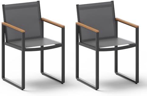 Outdoor Dining Chairs Set of 2, Aluminum Patio Dining Chairs by Oasbira
