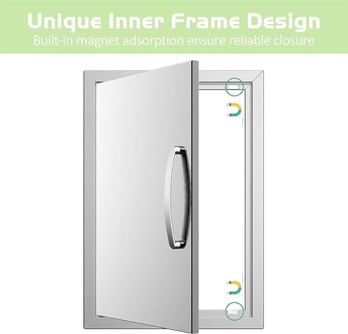 Outdoor Kitchen Single Door BBQ Access 17'' Wx24'' H Flush Mount Island Perfect for Grilling Station and Island, Silver - Image 4
