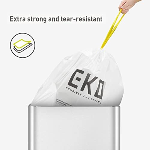 EKO 21 Gallon / 50-90 Liter, Drawstring Trash Bags, Extra-Strong Unscented Garbage Bags, Easy-Dispense Roll for Kitchen & Household Use, Code G, White 60 Count (Pack of 4) - Image 4