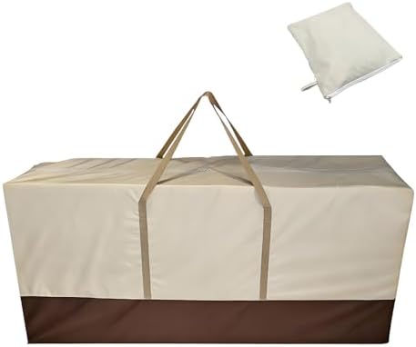 68" Extra Large Waterproof Outdoor Cushion Storage Bag – Heavy Duty Patio Furniture Cover with Zipper,Handles for Pool Decor,Christmas Tree Storage & Moving (173x76x51cm) (Beige And Brown) by WinmistGlimpse