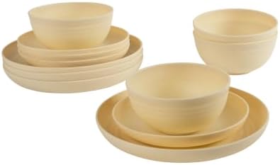 Gibson Home Plates and Bowls Set, 12 Piece Wheat Straw Dinnerware for 4 - Image 7