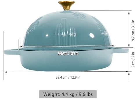 Flavehc Cast Iron Bread Oven With Cloche Lid for Baking - Blue Enameled Dutch Oven With Dome Lid for Sourdough - 5 qt - Image 5