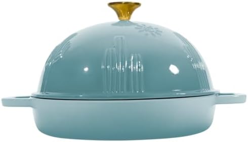 Flavehc Cast Iron Bread Oven With Cloche Lid for Baking - Blue Enameled Dutch Oven With Dome Lid for Sourdough - 5 qt - Image 3