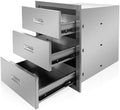 Outdoor Kitchen Triple Layer Drawer 16'' W x 21.6'' H x 18'' D Flush Mount BBQ Access Drawers Stainless Steel BBQ Island Drawers with Handle Suitable for Outdoor Kitchen Island Grill Station by Fsehyue
