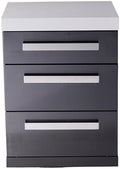Mont Alpi 3-Drawer Right Cabinet Module - Black Stainless Steel | Soft-Close Slides | White Granite Top | Fits MAi805 & MAi400 | 25" W by MontAlpi
