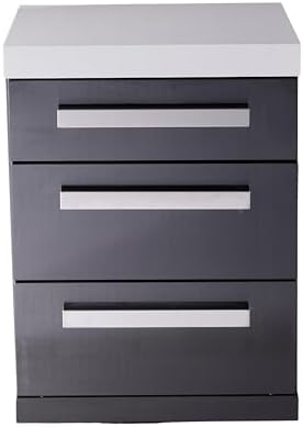 Mont Alpi 3-Drawer Right Cabinet Module - Black Stainless Steel | Soft-Close Slides | White Granite Top | Fits MAi805 & MAi400 | 25" W by MontAlpi