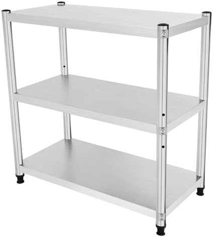 Stainless Steel Table, 3-Shelf Adjustable Heavy Duty Storage Shelving Unit, BBQ Prep Table 31.49 * 31.49 * 15.74in for Garage, Home, Warehouse, and Kitchen - Image 6