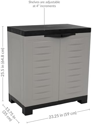 Sunnydaze 25.5" Garage Storage Cabinet with Adjustable Shelf, Gray - Image 3
