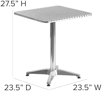 Flash Furniture 23.5 in Aluminum Indoor/Outdoor Square Table with Base - Image 3