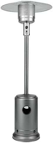 Fire Sense 62555 Patio Heater with Wheels, 46,000 BTU, Hammered Platinum by FireSense