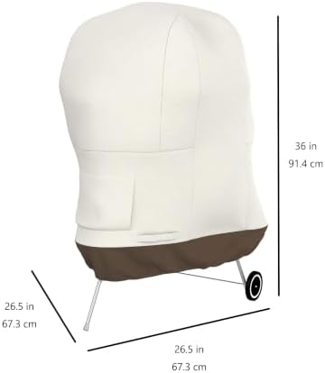 Amazon Basics Waterproof Weather Resistant Kettle Grill Cover for Outdoor Charcoal Kettle BBQ, Durable Polyester Fabric, Secure Straps, 26.5 x 26.5 x 36 inches, Beige - Image 2
