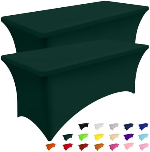 Smiry 2Pack Spandex Table Cloth 5FT, Elastic Fitted Hunter Green Tablecloth by Smiry