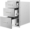 Outdoor Kitchen Drawers 14" W x 21" H x 23" D Stainless Steel Triple Drawers with Ergonomic Handle for BBQ Island, Patio Grill Station & Outdoor Kitchen Cabinets by Unknown