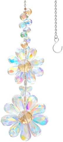 Crystal Flower Suncatcher Hanging Ornament, Rainbow Maker Window Sun Catcher Indoor Outdoor Patio Garden Decor (Crystal AB) by PEDOBO